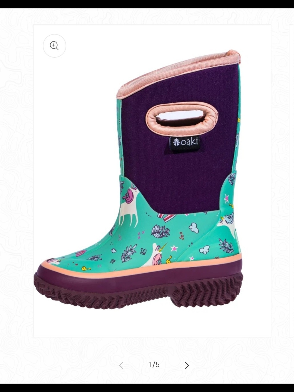 OAKI Kids' Teal Unicorn Neoprene Rain Boot